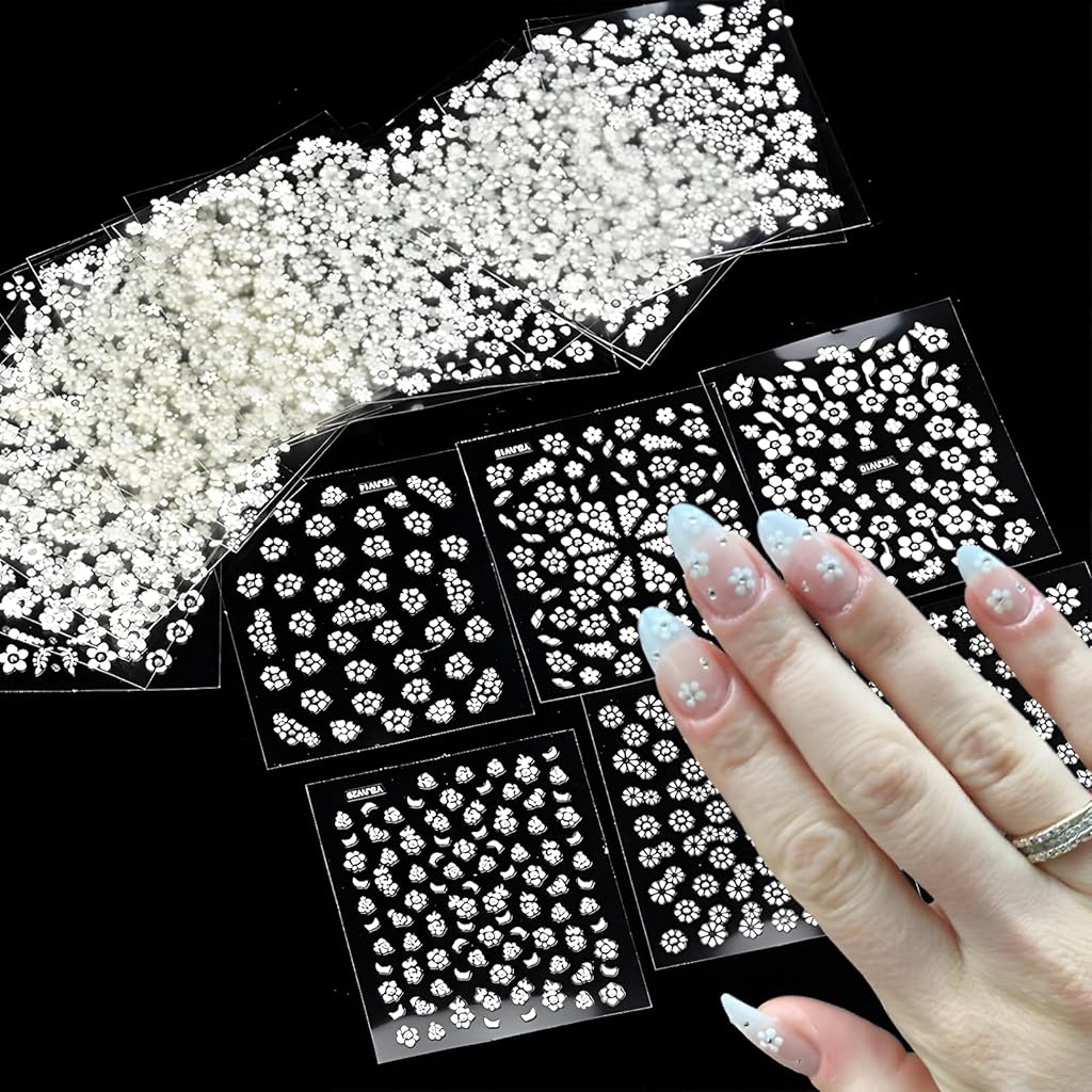 MAYCREATE® 30 Sheet Mini Flower Nail Decal Stickers Self-Adhesive Nail Art Decal Stickers Decorative Nail Decals Little White Flower French Nail Decals Craft Charm Stickers MAYCREATE® 30 Sheet Mini Flower Nail Decal Stickers Self-Adhesive Nail Art Decal Stickers Decorative Nail Decals Little White Flower French Nail Decals Craft Charm Stickers